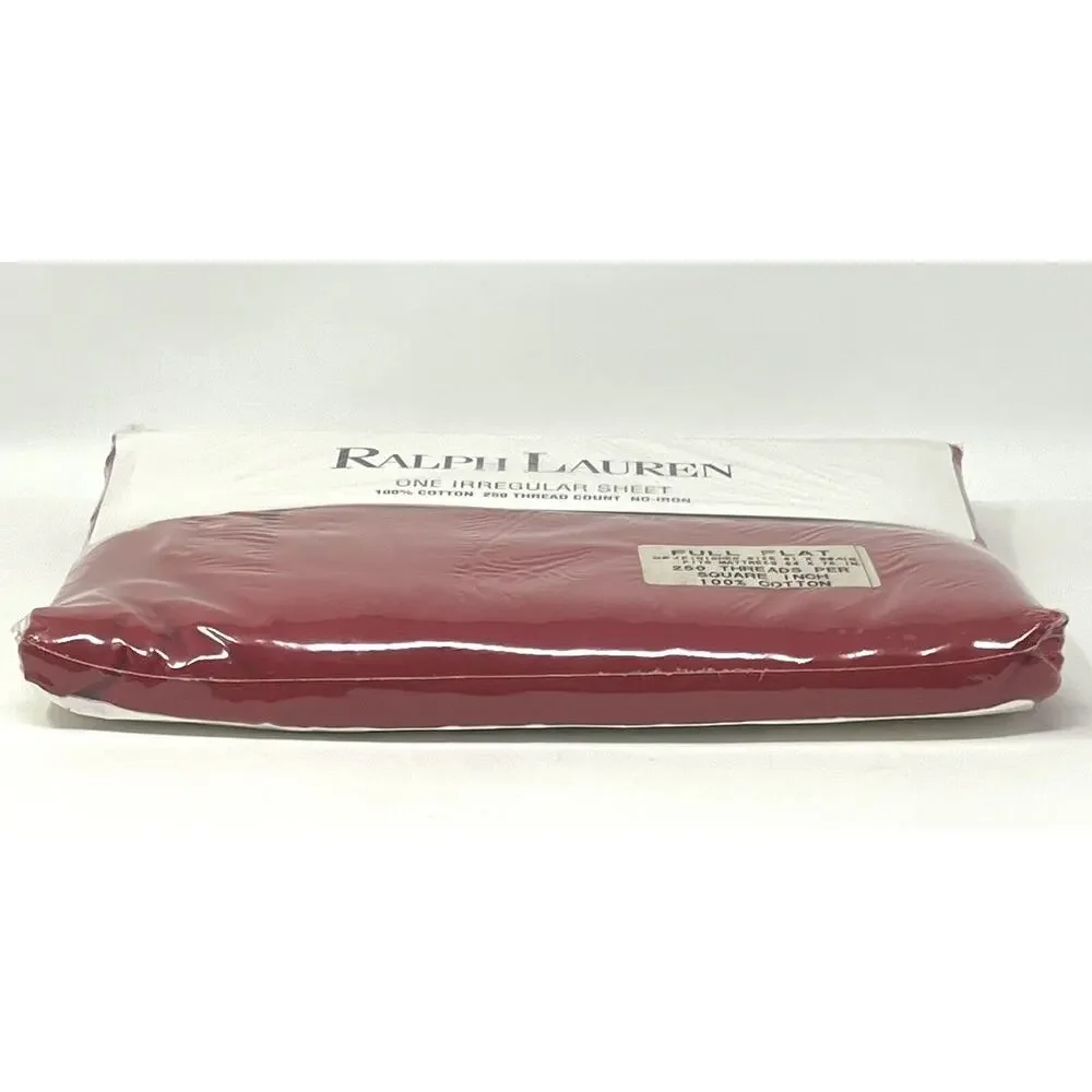 Vintage Ralph Lauren Red Full Flat Sheet *IRREGULAR* New In Package USA MADE NIP